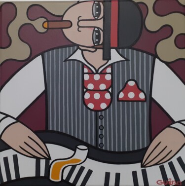 Painting titled "Le pianiste" by Guena, Original Artwork, Acrylic