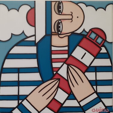 Peinture intitulée "Marin au phare 2" par Guena, Œuvre d'art originale, Acrylique Monté sur Châssis en bois