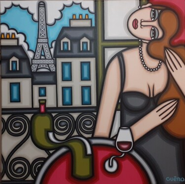 Pintura intitulada "Bordeaux pour une P…" por Guena, Obras de arte originais, Acrílico Montado em artwork_cat.
