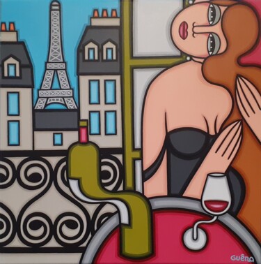 Painting titled "REVERIE D'UNE PARIS…" by Guena, Original Artwork, Acrylic Mounted on Wood Stretcher frame