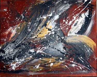 Painting titled "TEMPETE" by Sandrine Guimberteau, Original Artwork, Acrylic Mounted on Wood Stretcher frame