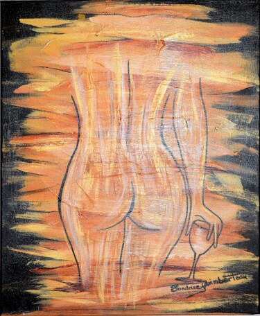 Ζωγραφική με τίτλο "IVRESSE" από Sandrine Guimberteau, Αυθεντικά έργα τέχνης, Ακρυλικό Τοποθετήθηκε στο Ξύλινο φορείο σκελετό