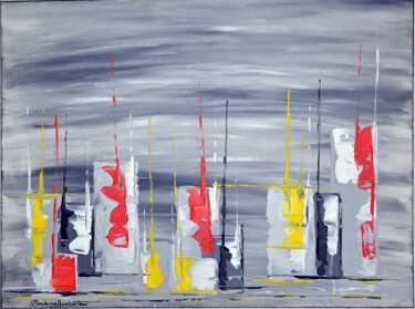 Peinture intitulée "DU GRIS A LA COULEUR" par Sandrine Guimberteau, Œuvre d'art originale, Acrylique Monté sur Châssis en bo…