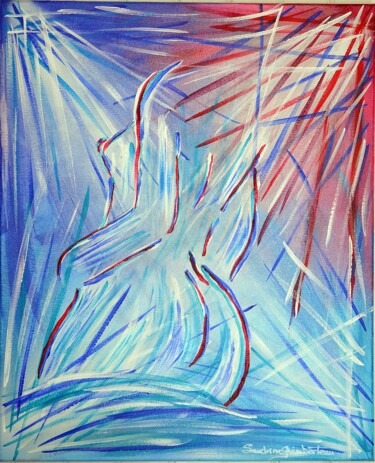 Painting titled "RAYONS D ILLUSIONS" by Sandrine Guimberteau, Original Artwork, Acrylic Mounted on Wood Stretcher frame
