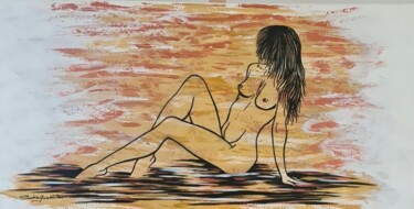 Malerei mit dem Titel "Etre lumineuse" von Sandrine Guimberteau, Original-Kunstwerk, Acryl Auf Keilrahmen aus Holz montiert
