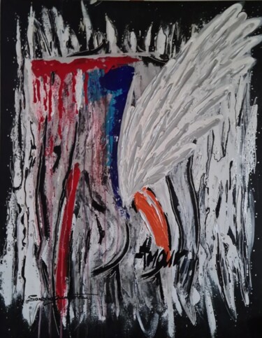 Картина под названием "Ange et démon" - Sandrine Guimberteau, Подлинное произведение искусства, Акрил Установлен на Деревянн…