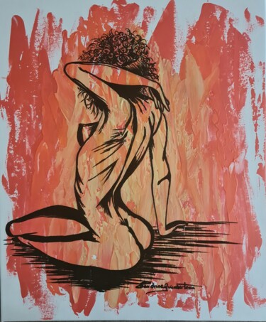 Painting titled "DIVINEMENT SURPRENA…" by Sandrine Guimberteau, Original Artwork, Acrylic Mounted on Wood Stretcher frame