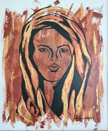 Malerei mit dem Titel "Himani" von Sandrine Guimberteau, Original-Kunstwerk, Acryl