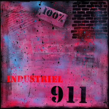 Painting titled "911" by Sandrine Hartmann, Original Artwork, Acrylic Mounted on Wood Stretcher frame
