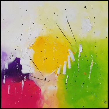 Painting titled "SUNSHINE 6" by Sandrine Hartmann, Original Artwork, Acrylic Mounted on Wood Stretcher frame