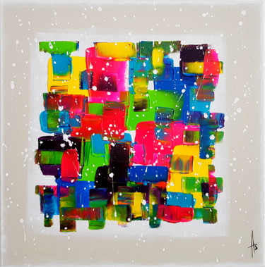 Painting titled "PATCH" by Sandrine Hartmann, Original Artwork, Acrylic Mounted on Wood Stretcher frame