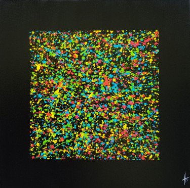 Painting titled "COLORFUL STARS" by Sandrine Hartmann, Original Artwork, Acrylic Mounted on Wood Stretcher frame