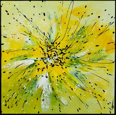 Painting titled "LIMON" by Sandrine Hartmann, Original Artwork, Acrylic Mounted on Wood Stretcher frame