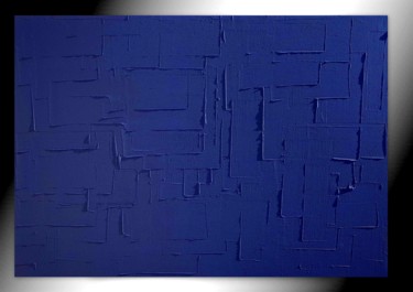 Painting titled "BLEU SAUVAGE unique…" by Sandrine Hartmann, Original Artwork, Acrylic Mounted on Wood Stretcher frame