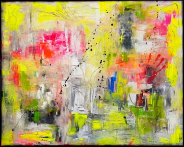 Painting titled "HYSTERIA" by Sandrine Hartmann, Original Artwork, Acrylic Mounted on Wood Stretcher frame