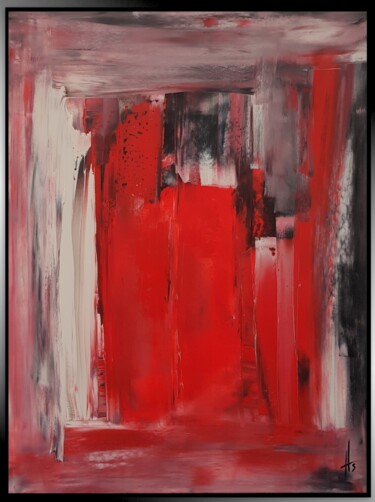 Painting titled "TAPIS ROUGE" by Sandrine Hartmann, Original Artwork, Acrylic Mounted on Wood Stretcher frame