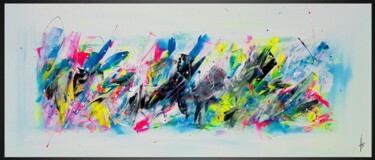 Painting titled "EXTRAVAGANCE" by Sandrine Hartmann, Original Artwork, Acrylic Mounted on Wood Stretcher frame