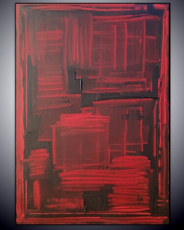 Pintura intitulada "Tableau abstrait ro…" por Sandrine Hartmann, Obras de arte originais, Acrílico Montado em Armação em mad…