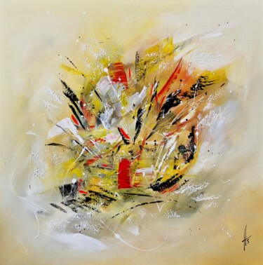 Painting titled "JOVIAL" by Sandrine Hartmann, Original Artwork, Acrylic Mounted on Wood Stretcher frame