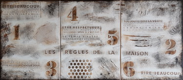 Painting titled "Tableau triptyque m…" by Sandrine Hartmann, Original Artwork, Acrylic Mounted on Wood Stretcher frame