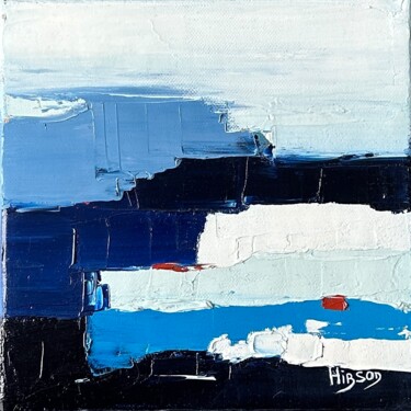 Painting titled "infiniment bleu 1" by Sandrine Hirson, Original Artwork, Oil Mounted on Wood Stretcher frame