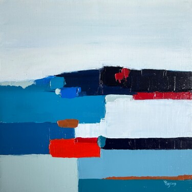 Malarstwo zatytułowany „Infiniment bleu 10” autorstwa Sandrine Hirson, Oryginalna praca, Olej