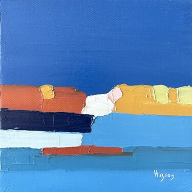 Pintura intitulada "Infiniment bleu 12" por Sandrine Hirson, Obras de arte originais, Óleo Montado em Armação em madeira