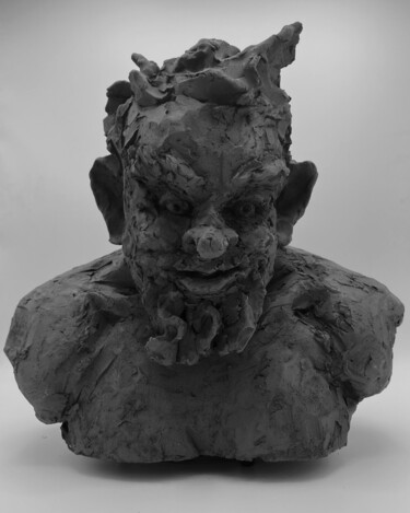 Skulptur mit dem Titel "Le Satyre" von Sandrine Julien (Nizebulle), Original-Kunstwerk, Terra cotta