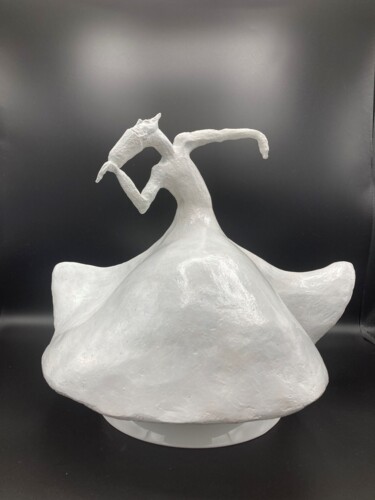 Sculpture titled "Le derviche tourneur" by Sandrine Julien (Nizebulle), Original Artwork, Terra cotta