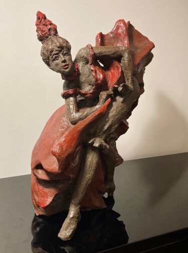 Sculptuur getiteld "La danseuse de Caba…" door Sandrine Julien (Nizebulle), Origineel Kunstwerk, Terra cotta