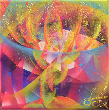 Malerei mit dem Titel "Mini Sparkling 3" von Sandrine Langlade, Original-Kunstwerk, Acryl