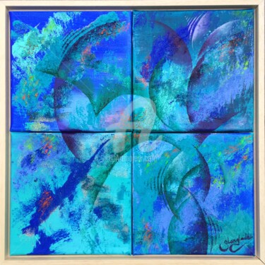 Painting titled "Quadriptyque chroma…" by Sandrine Langlade, Original Artwork, Acrylic