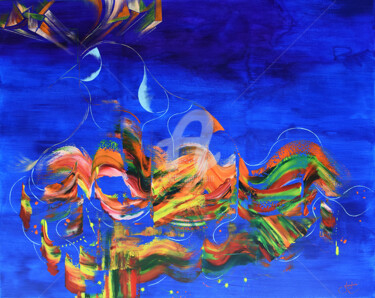 Peinture intitulée "Suspension céleste" par Sandrine Langlade, Œuvre d'art originale, Acrylique