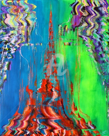 Painting titled "Shaky Magnetic Foun…" by Sandrine Langlade, Original Artwork, Acrylic