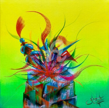 Painting titled "Expanding Love" by Sandrine Langlade, Original Artwork, Acrylic Mounted on Wood Stretcher frame