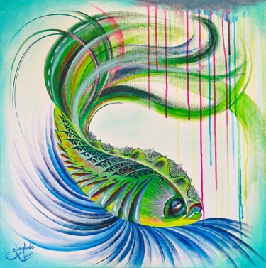 Картина под названием "Ocean Gem 2" - Sandrine Langlade, Подлинное произведение искусства, Акрил Установлен на Деревянная ра…