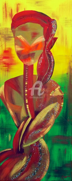 Painting titled "Somalie, 80s" by Sandrine Langlade, Original Artwork, Acrylic