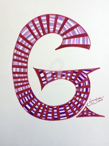 Dessin intitulée "G comme... Gabriel" par Sandrine Langlade, Œuvre d'art originale, Encre