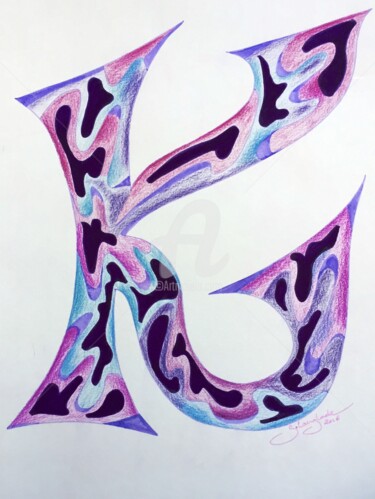 Dessin intitulée "K comme... Keanu" par Sandrine Langlade, Œuvre d'art originale, Encre