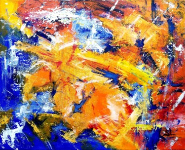 Painting titled "Composition abstrai…" by Sandrine Lefebvre, Original Artwork, Acrylic Mounted on Wood Stretcher frame