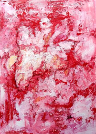 Peinture intitulée "Abstrait Rouge" par Sandrine Lefebvre, Œuvre d'art originale, Gouache