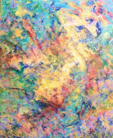 Painting titled "Abstrait Multicolore" by Sandrine Lefebvre, Original Artwork, Acrylic Mounted on Wood Stretcher frame