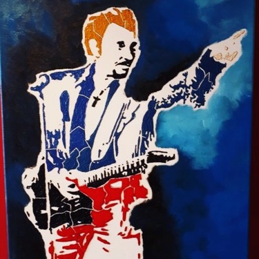 Malerei mit dem Titel "Johnny Hallyday" von Sandrine Loiseau, Original-Kunstwerk, Öl