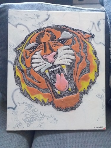 Pintura intitulada "Tigre" por Sandrine Loiseau, Obras de arte originais, Cera