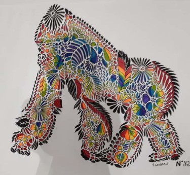 绘画 标题为“Gorille” 由Sandrine Loiseau, 原创艺术品, 丙烯