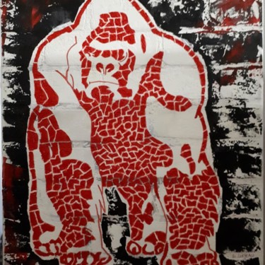 Malerei mit dem Titel "gorille des montagn…" von Sandrine Loiseau, Original-Kunstwerk, Öl