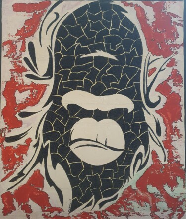 Painting titled "Street Gorille" by Sandrine Loiseau, Original Artwork, Acrylic Mounted on Wood Stretcher frame