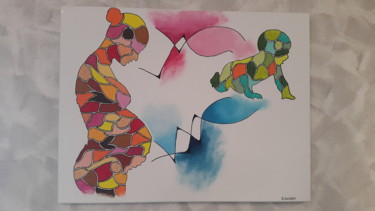 Painting titled "Garçon ou fille?" by Sandrine Loiseau, Original Artwork, Acrylic