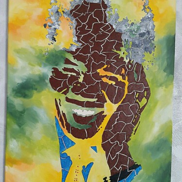 「Nelson Mandela」というタイトルの絵画 Sandrine Loiseauによって, オリジナルのアートワーク, オイル