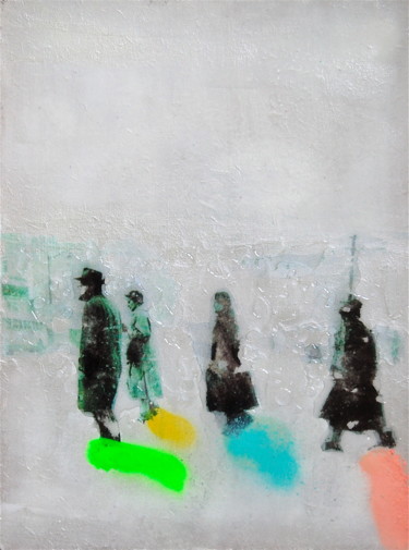 Painting titled "Tracks" by Sandrine M-, Original Artwork, Acrylic